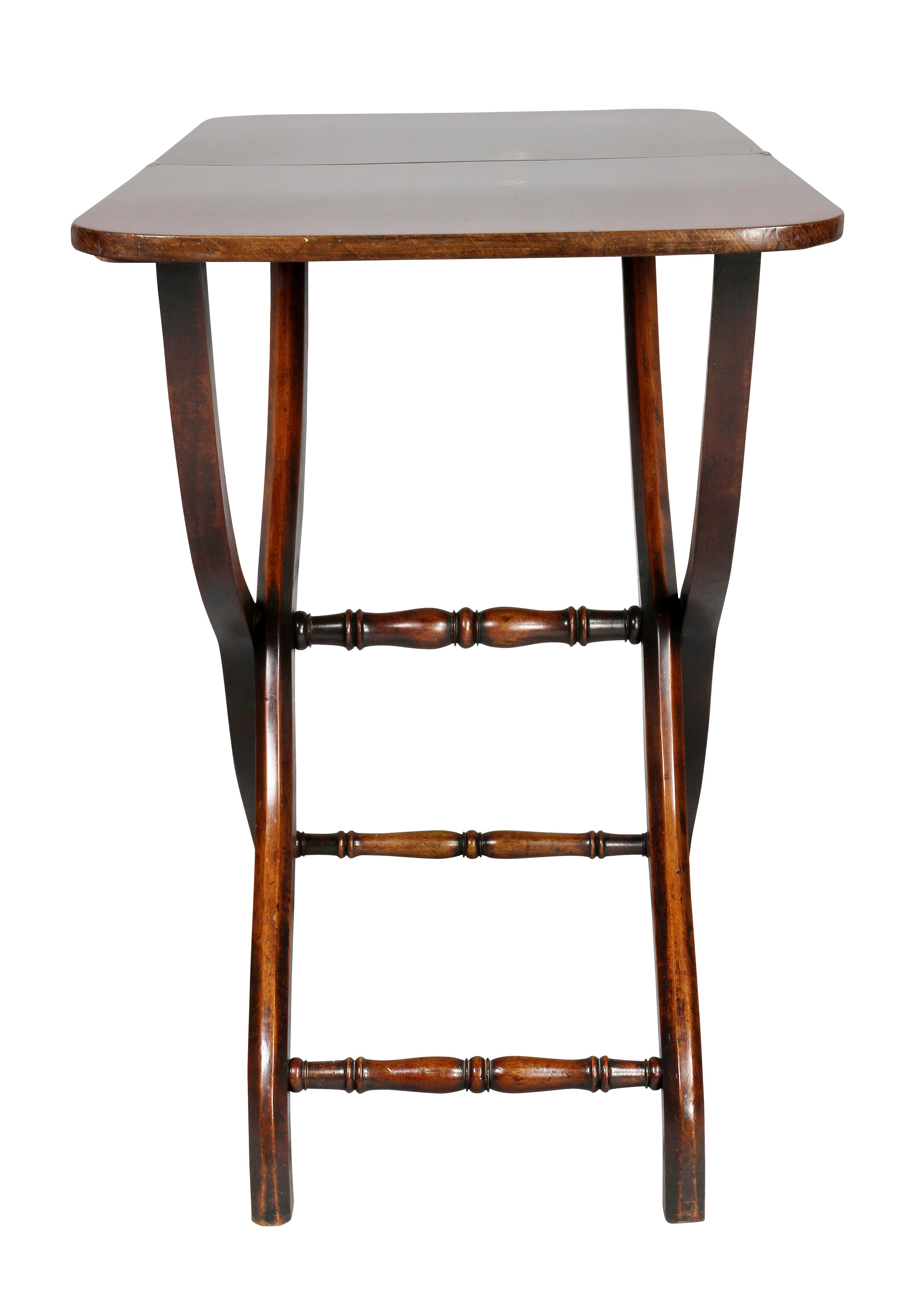 Victorian Mahogany Folding Campaign Table In Good Condition In Essex, MA