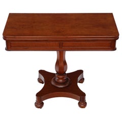Antique Victorian Mahogany Folding Card Console Table, 19th Century