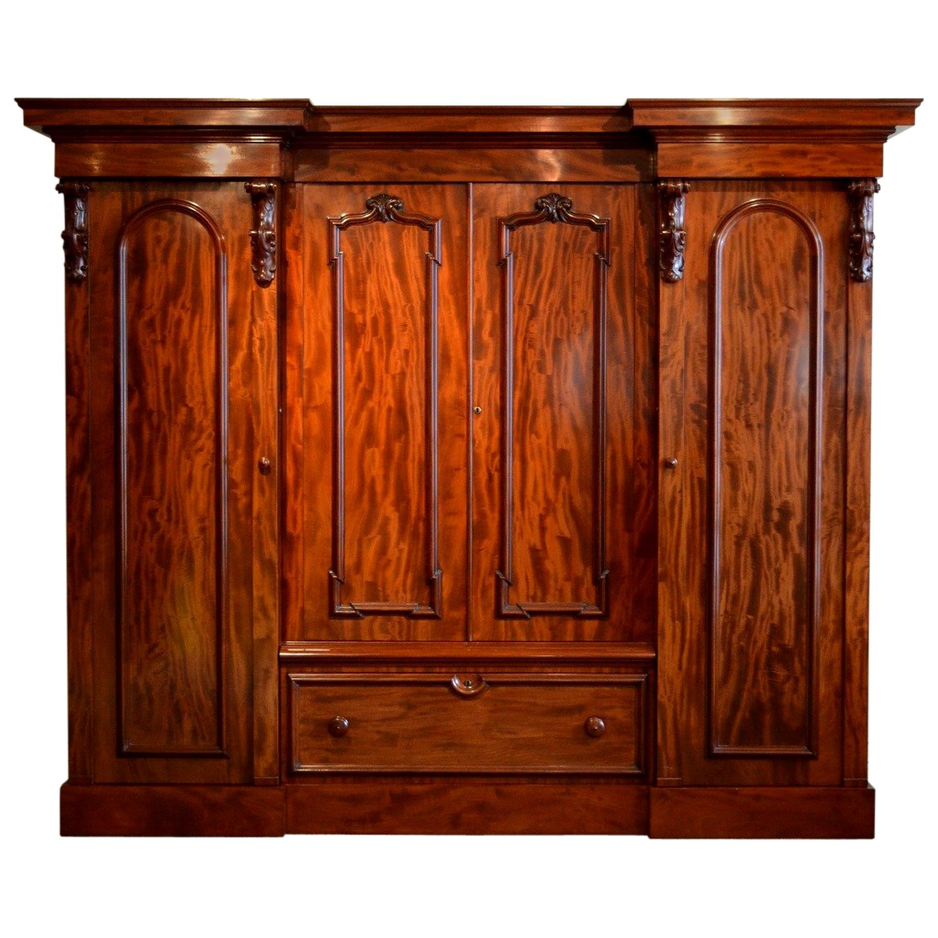 Victorian Mahogany and Walnut Armoire / Wardrobe at 1stdibs