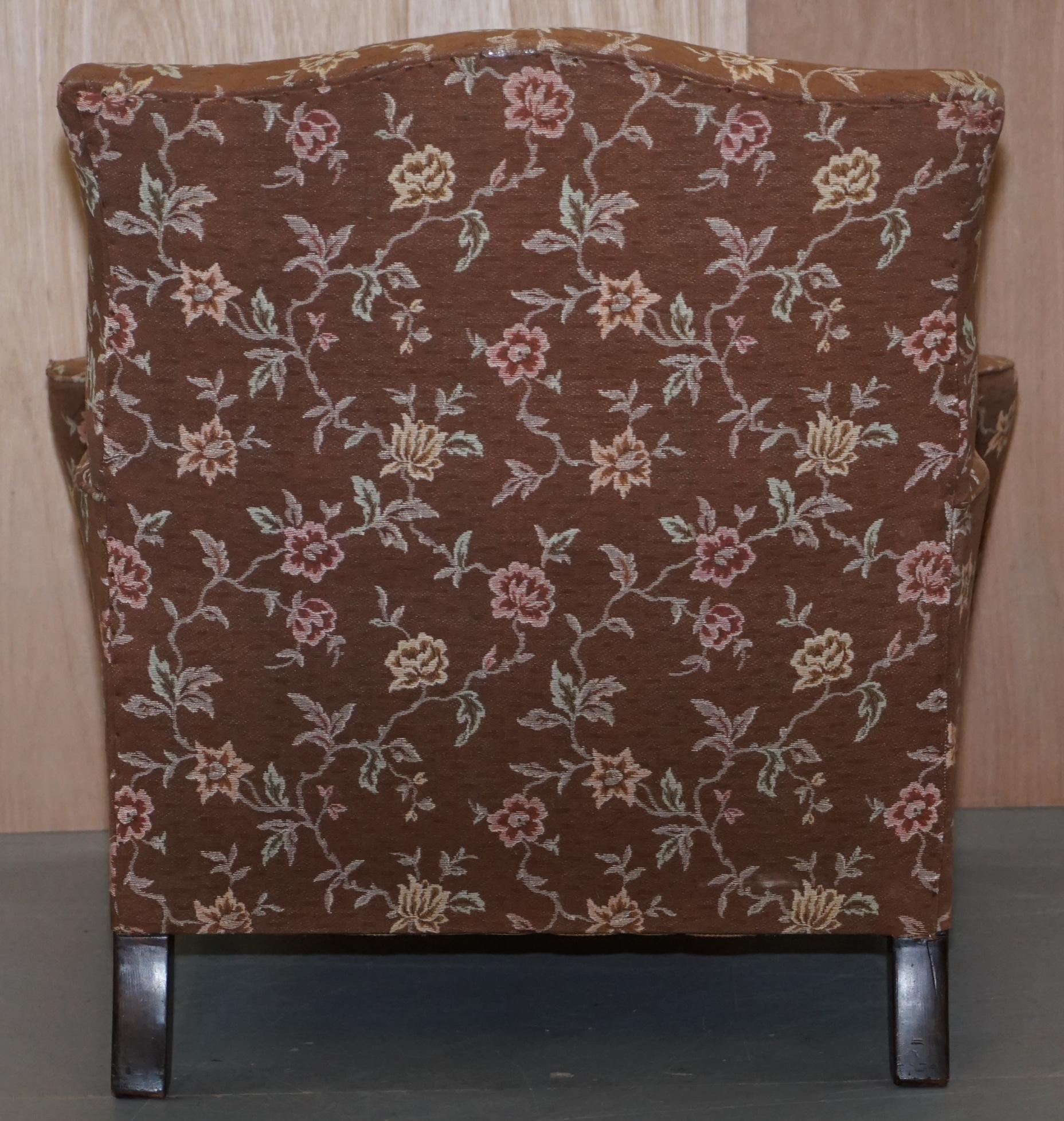 Victorian Mahogany Frame Claw & Ball Feet Library Club Armchair Floral Upholster 10