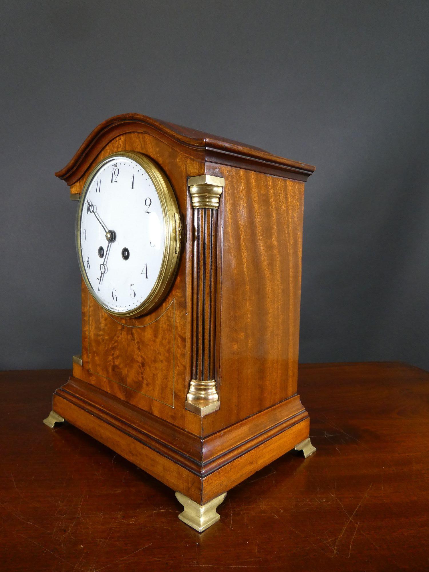 Victorian Mahogany French Mantel Clock In Good Condition For Sale In Norwich, GB