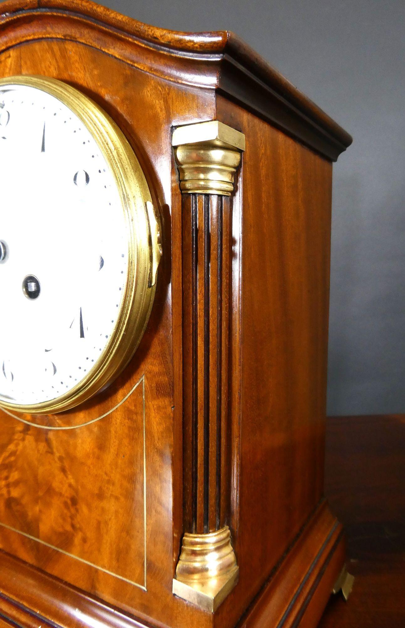 Victorian Mahogany French Mantel Clock For Sale 3