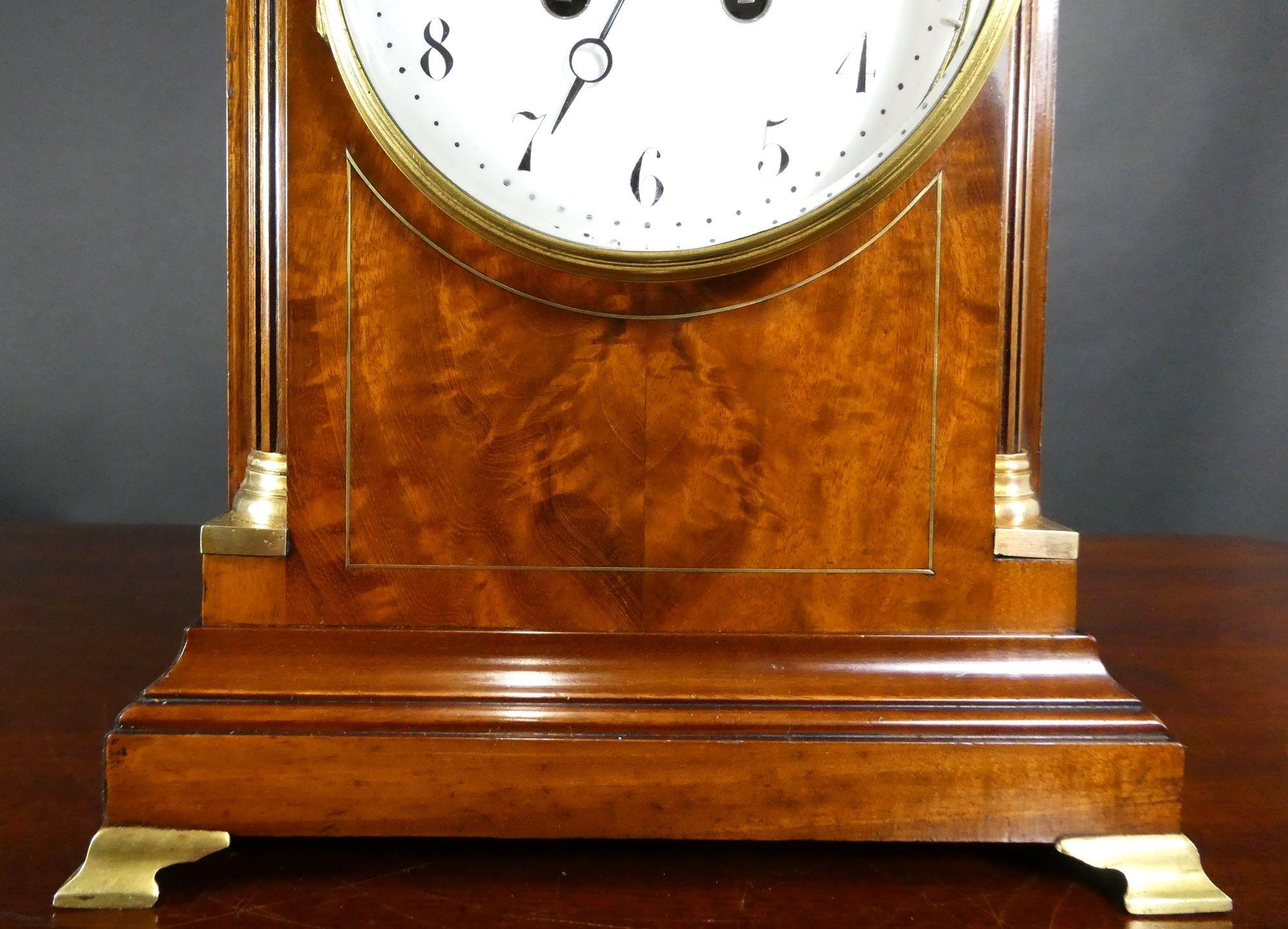 Victorian Mahogany French Mantel Clock For Sale 4