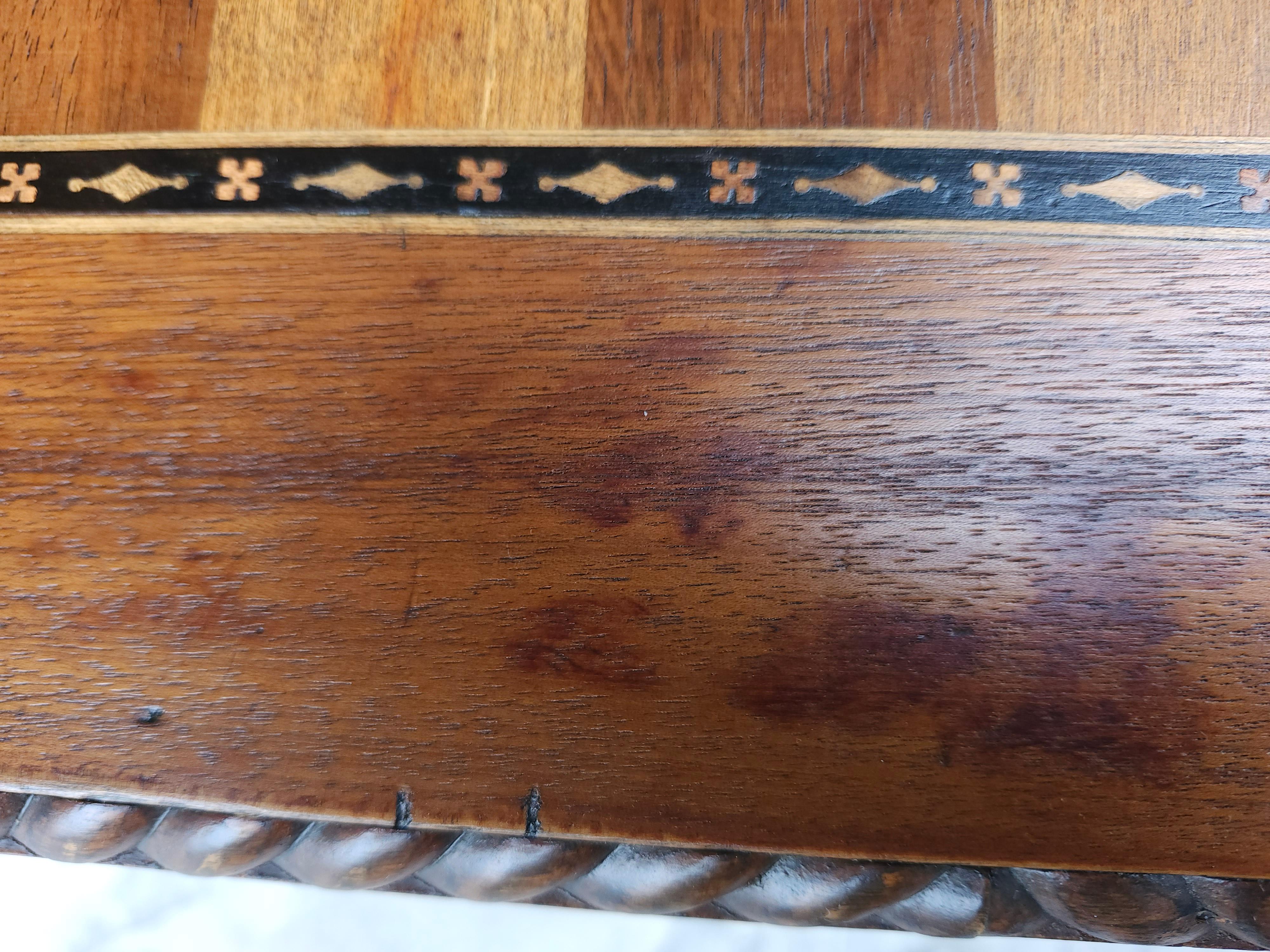 Victorian Mahogany Game Chess Table with Inlay Banding & Barley Twist Legs C1880 For Sale 2