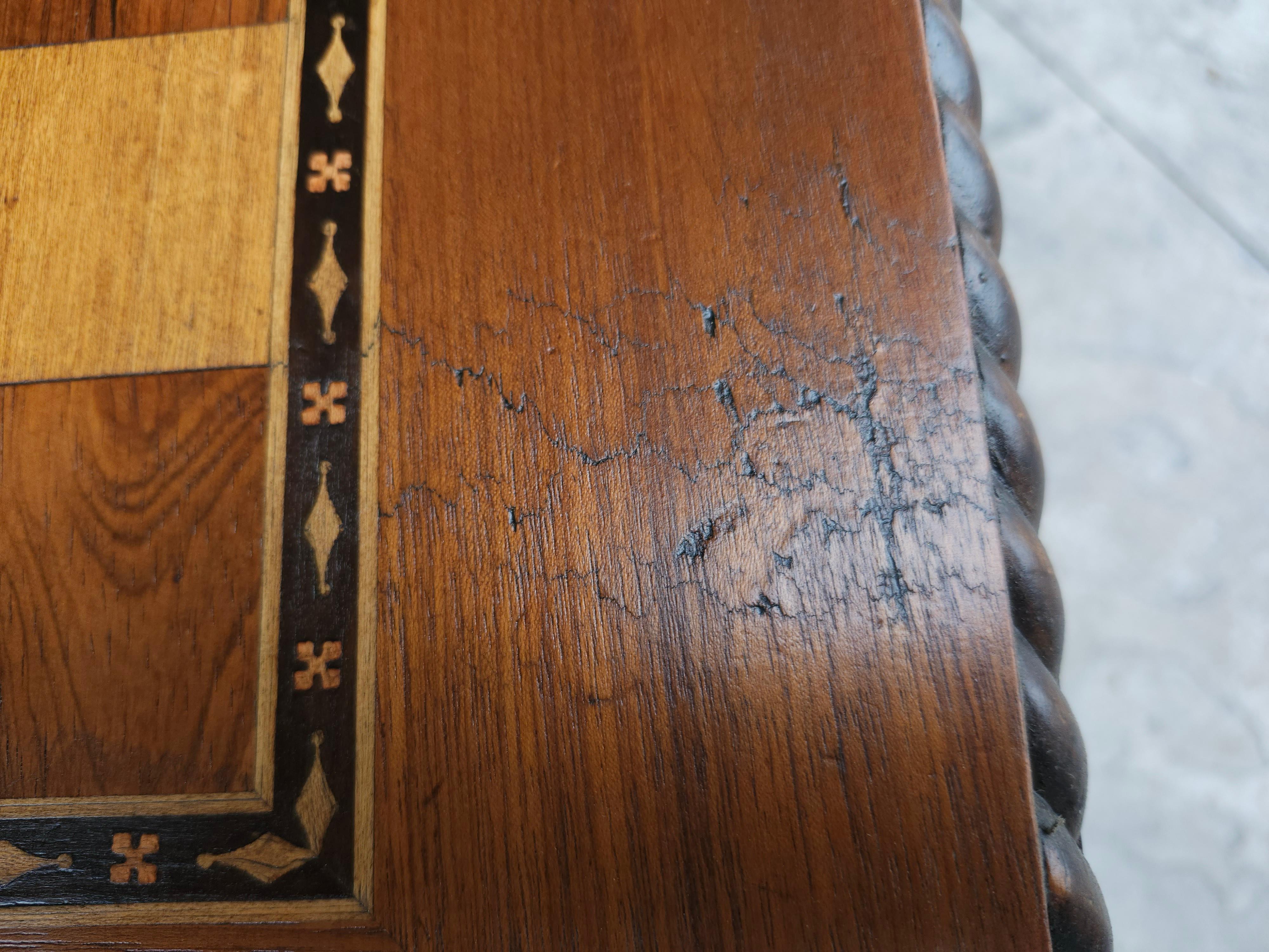 Victorian Mahogany Game Chess Table with Inlay Banding & Barley Twist Legs C1880 For Sale 1