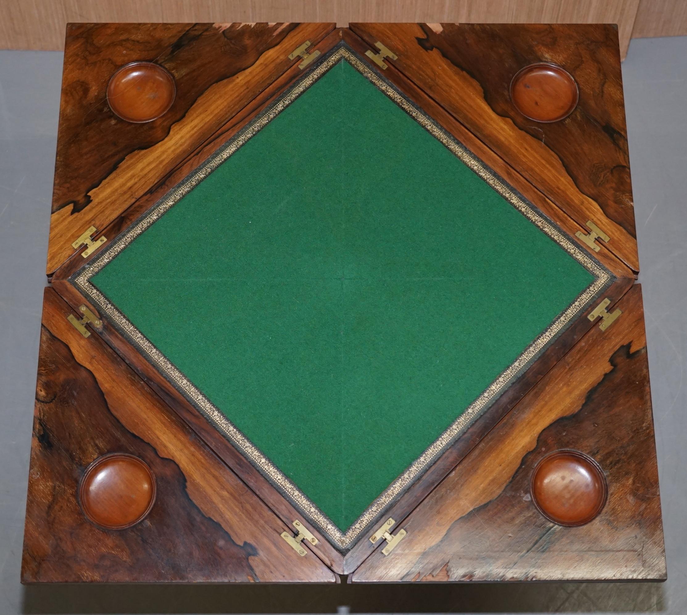 Victorian Mahogany Games Envelope Rare Wood Table circa 1880 Unfolds Extends 7