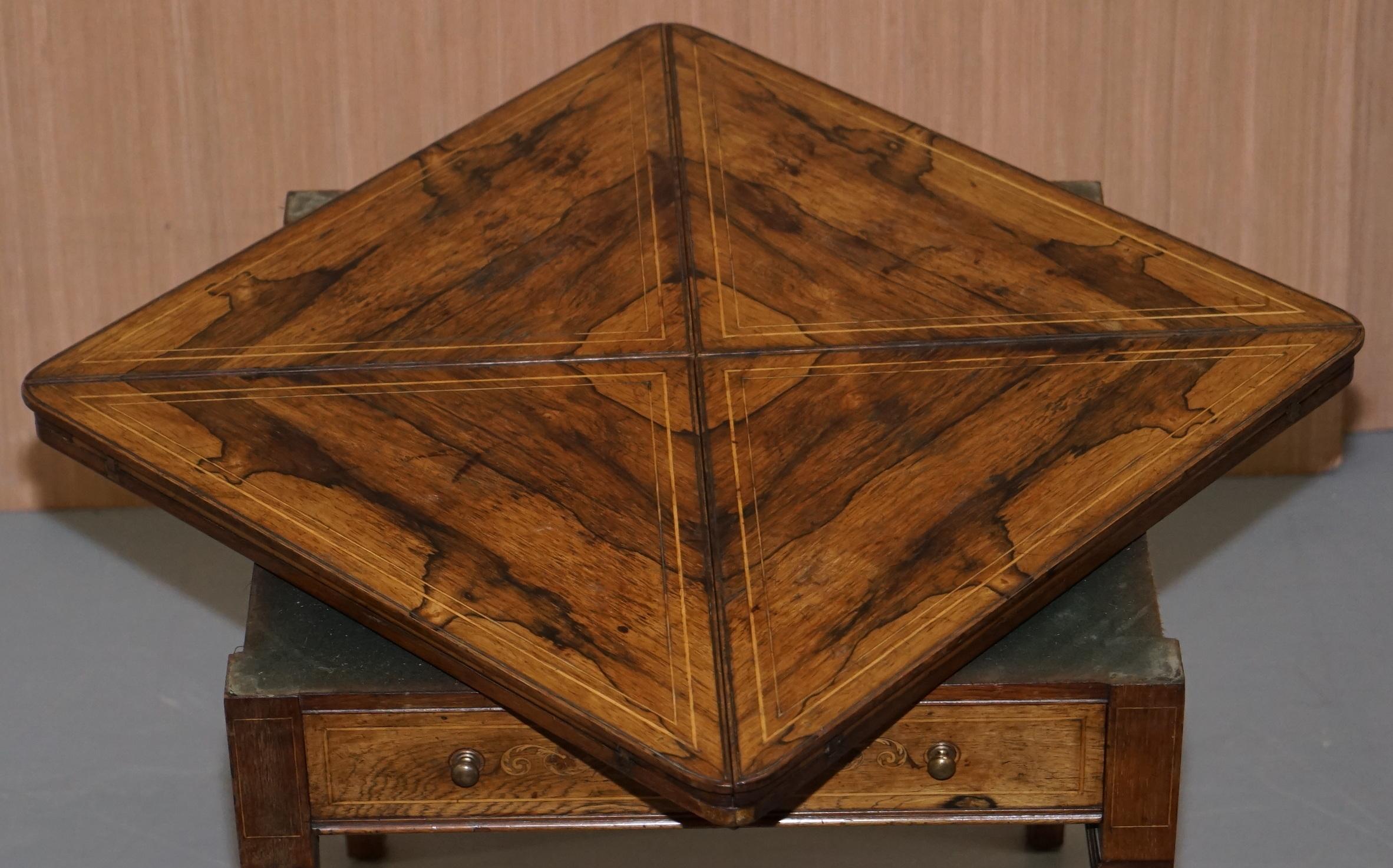 Victorian Mahogany Games Envelope Rare Wood Table circa 1880 Unfolds Extends 11