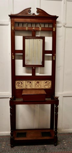 Victorian Mahogany Hall Stand with Shakespeare Tiles