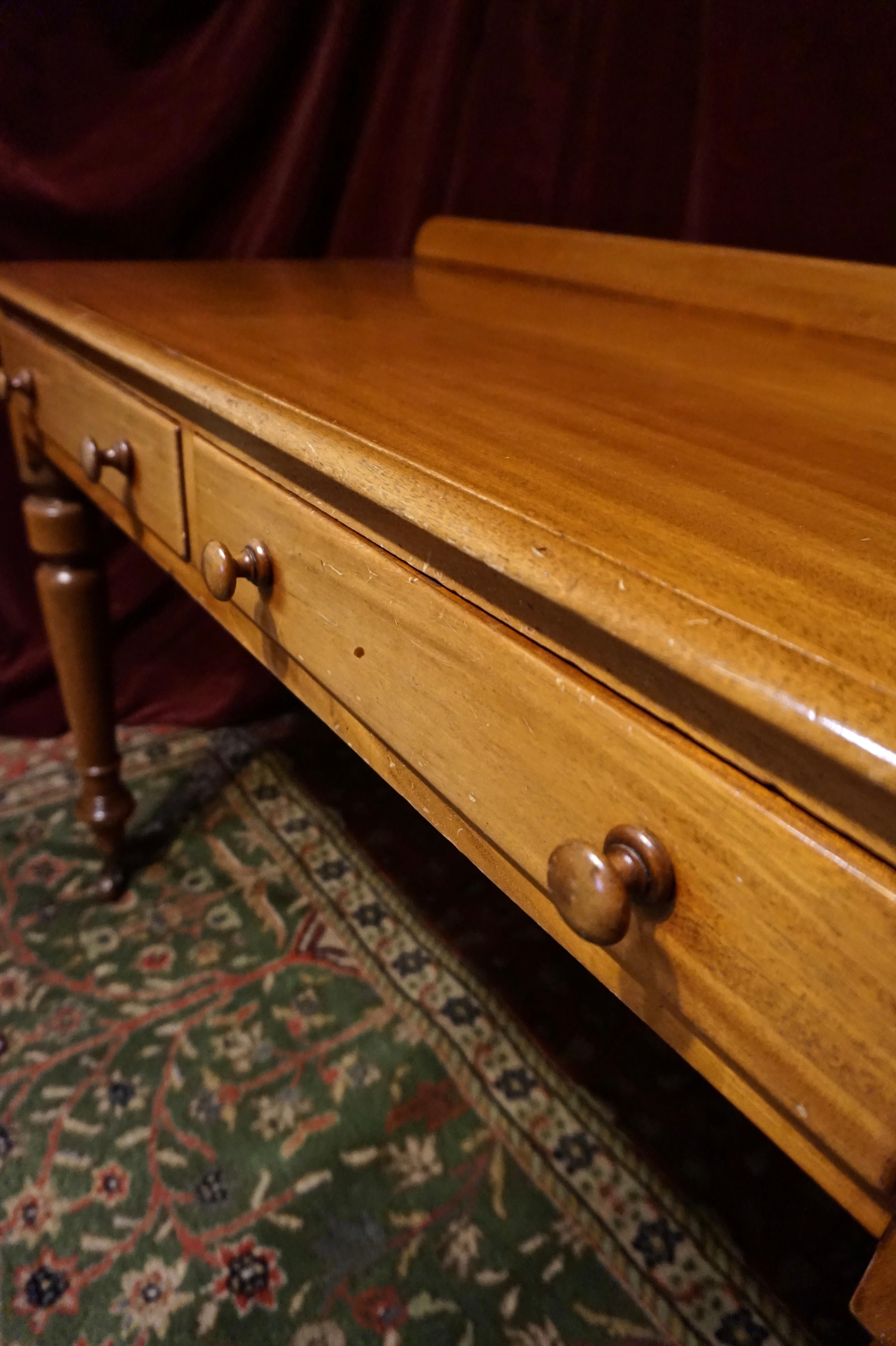 19th Century Colonial Mahogany Handmade Writing Table Cum Console On Porcelain Castors For Sale