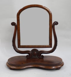 Victorian Mahogany Harp Shaped Toilet Mirror c.1850