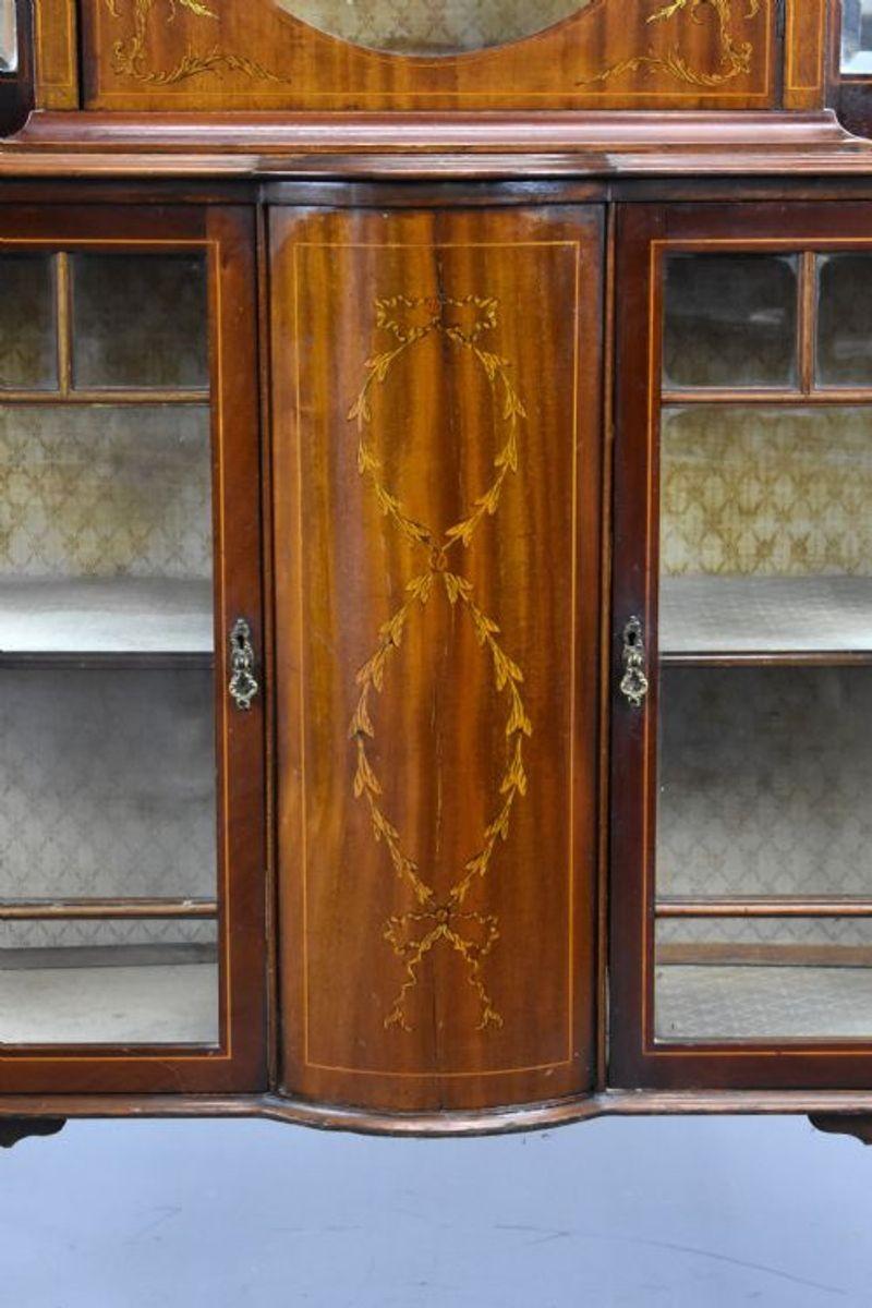 19th Century Victorian Mahogany Inlaid Display Cabinet For Sale