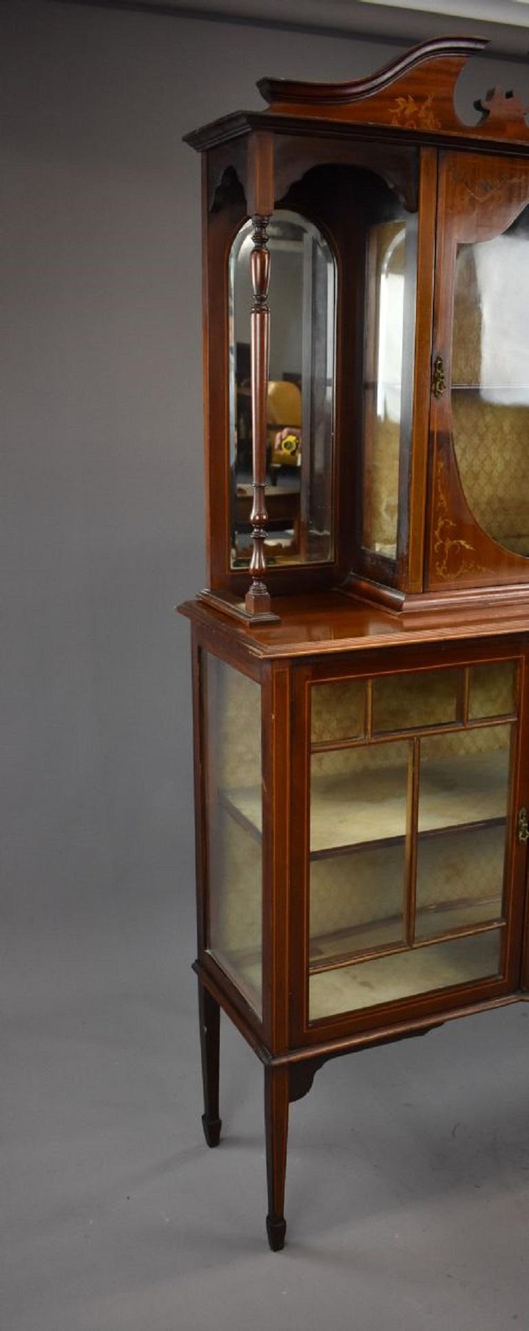 Victorian Mahogany Inlaid Display Cabinet For Sale 1