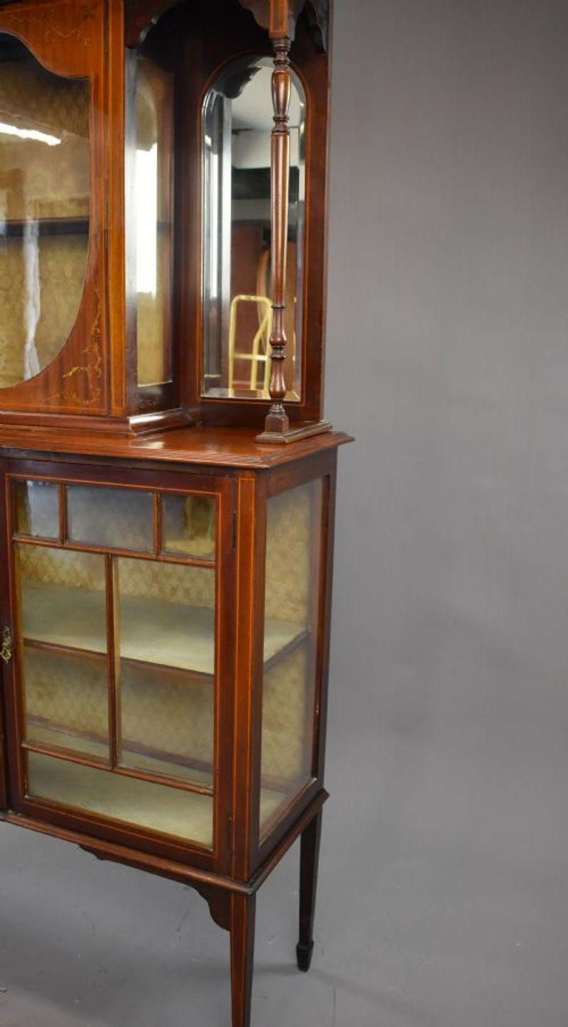 Victorian Mahogany Inlaid Display Cabinet For Sale 2