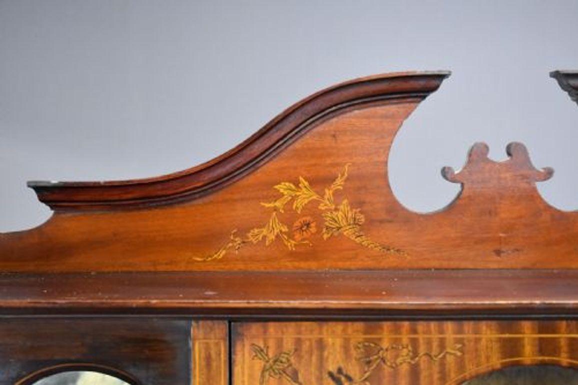 Victorian Mahogany Inlaid Display Cabinet For Sale 4