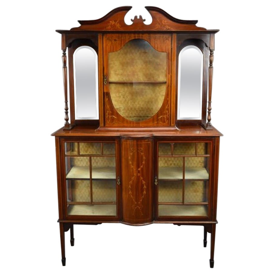 Victorian Mahogany Inlaid Display Cabinet
