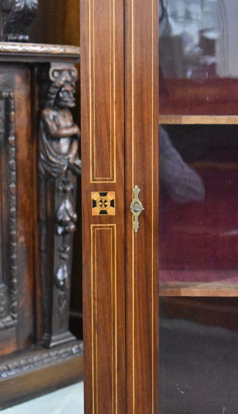 English Victorian Mahogany Inlaid Pier Cabinet For Sale