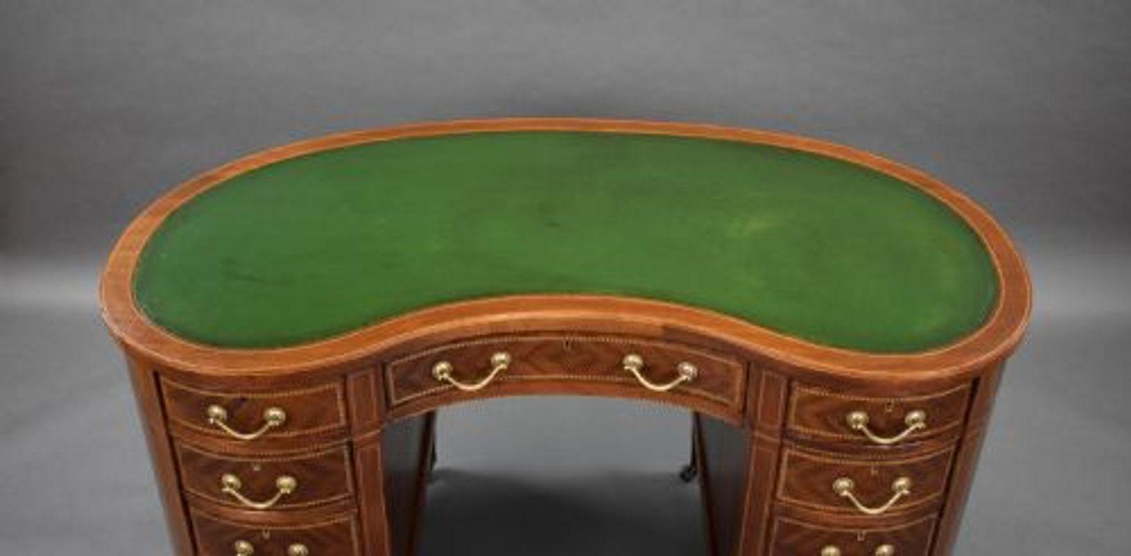 19th Century Victorian Mahogany Kidney Shaped Desk by Wolfe & Hollander For Sale
