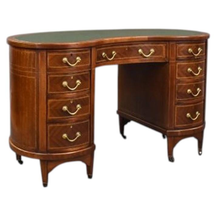Victorian Mahogany Kidney Shaped Desk by Wolfe & Hollander