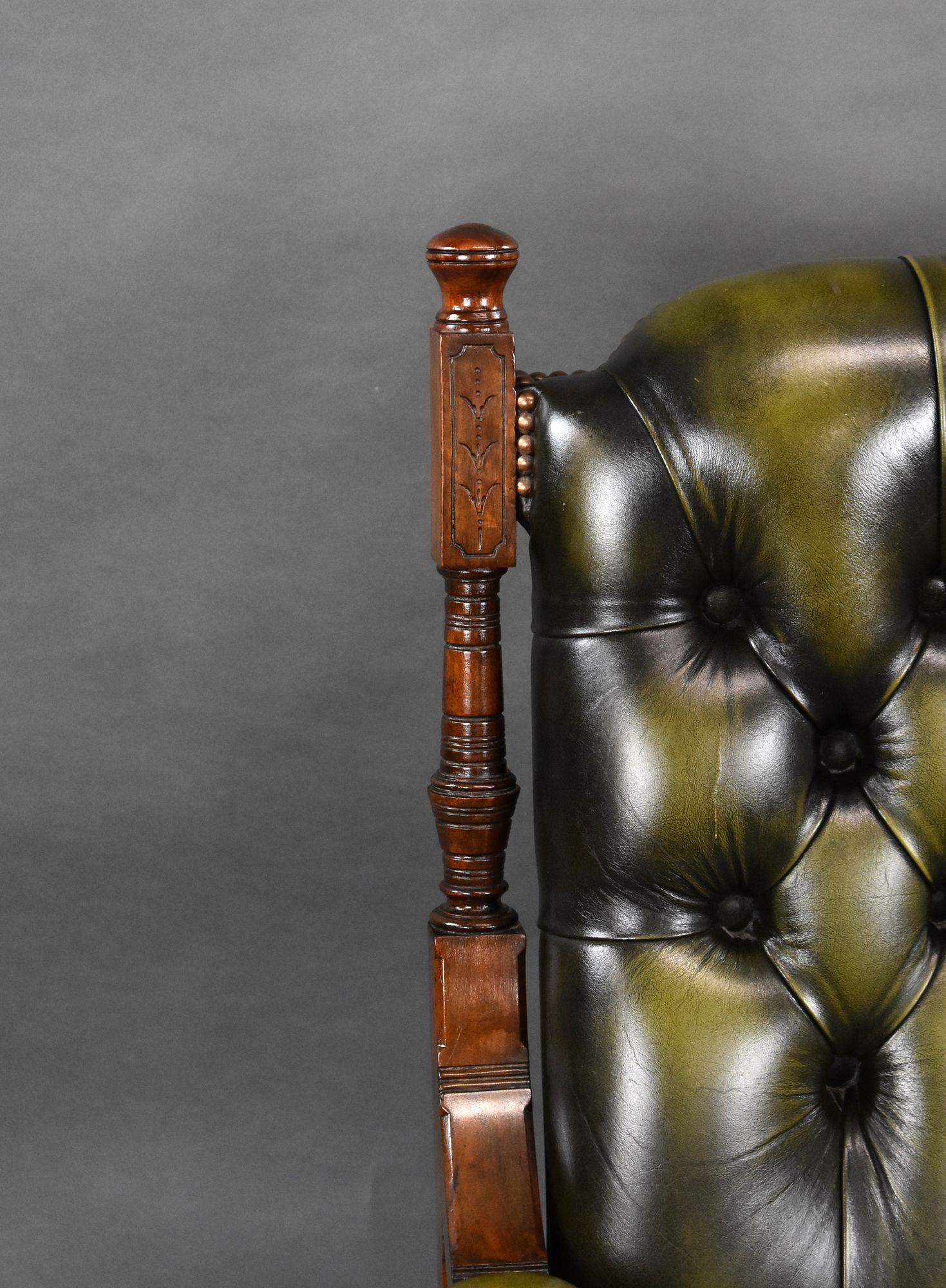 Victorian Mahogany Leather Armchair For Sale 7