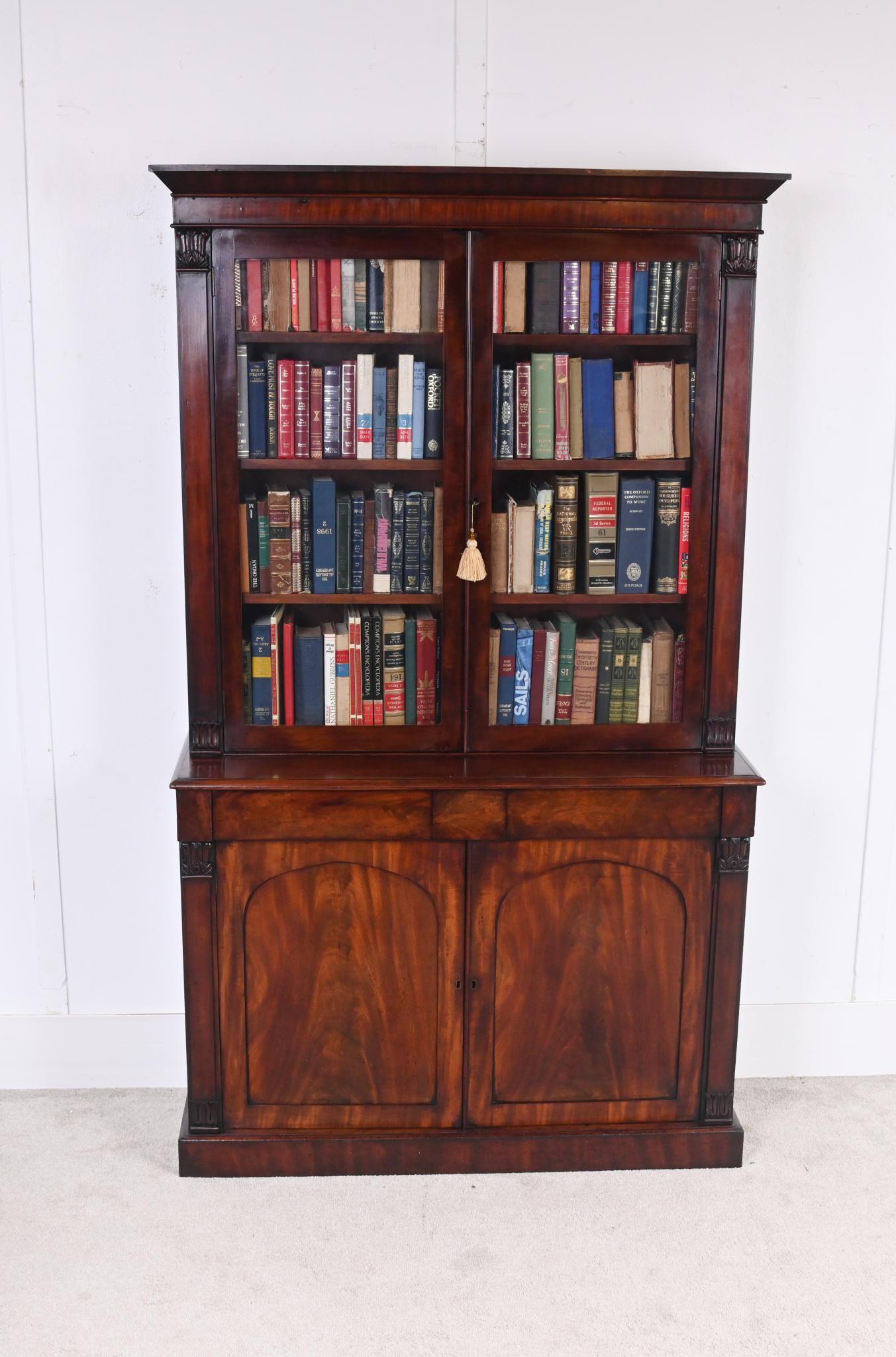 Victorian Mahogany Library Bookcase Glazed Doors Cupboard Base 1840 For ...