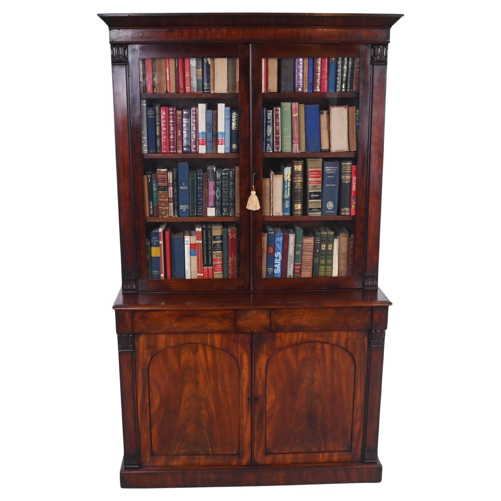 Victorian Mahogany Library Bookcase Glazed Doors Cupboard Base 1840 For ...