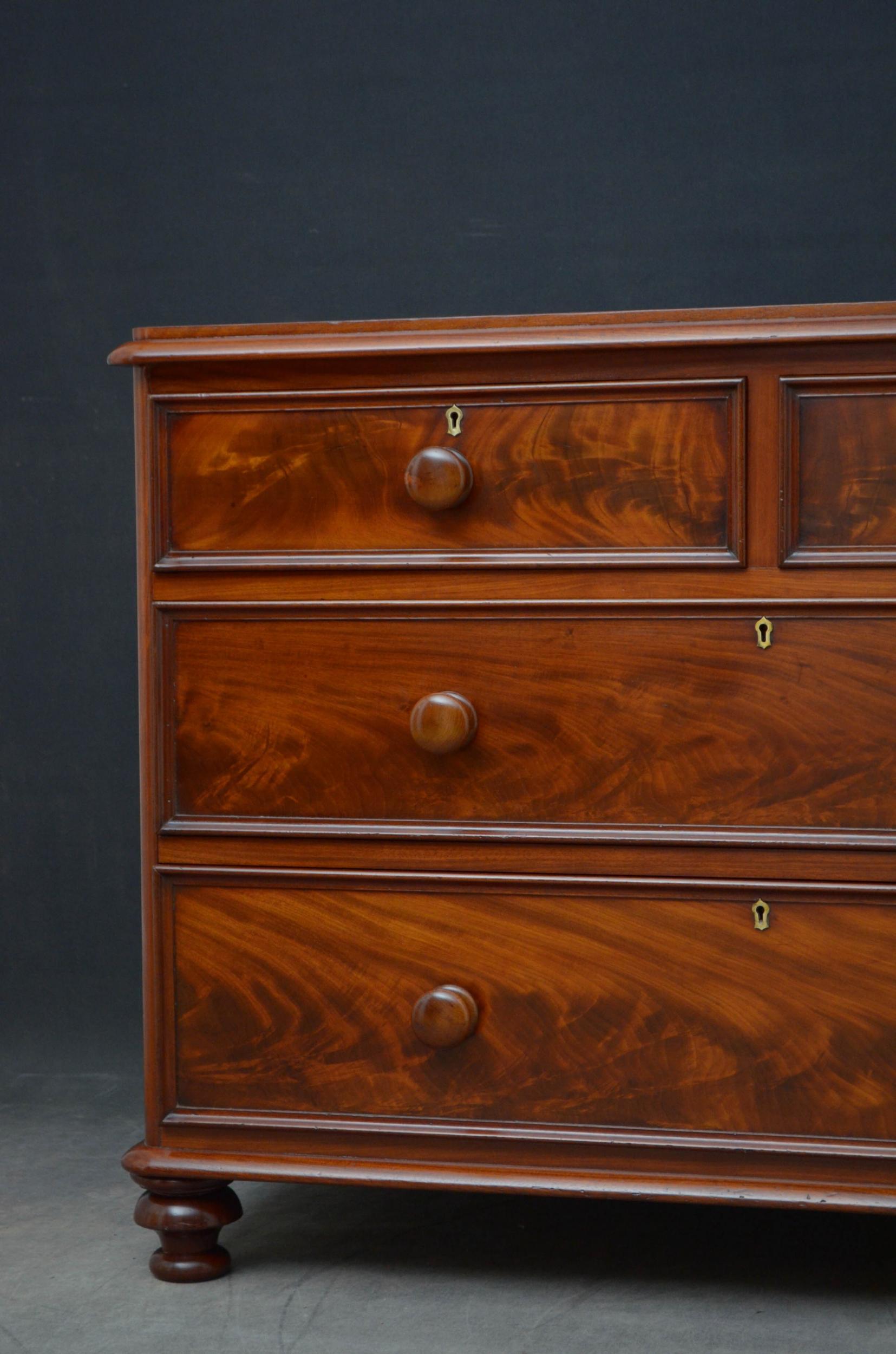 Victorian Mahogany Low Chest of Drawers 1