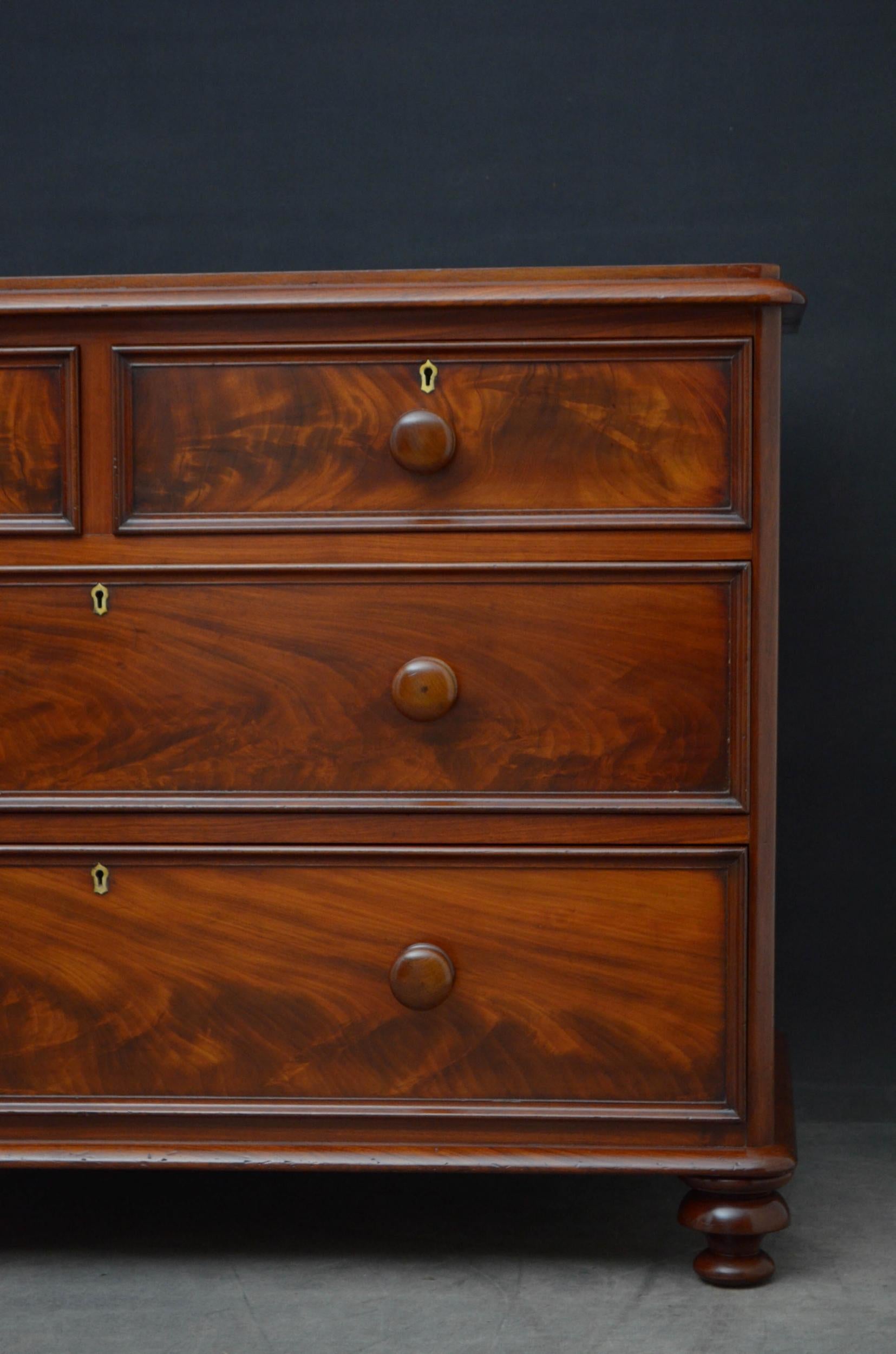 Victorian Mahogany Low Chest of Drawers 3