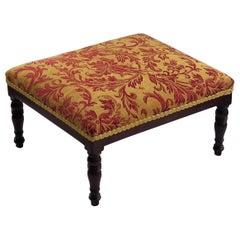 Victorian Low Stool or Bench with Newly Upholstered Top, circa 1870