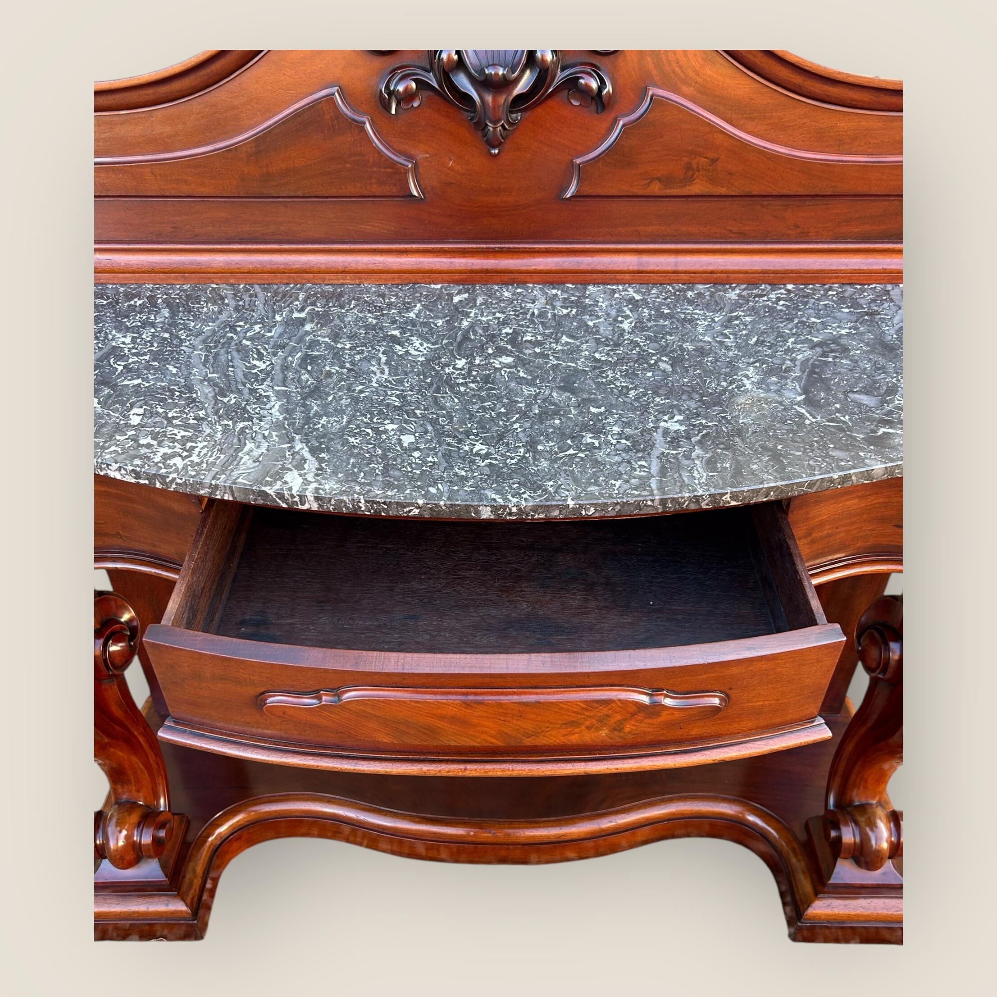 Victorian Mahogany & Marble Console Table In Good Condition For Sale In King's Lynn, GB