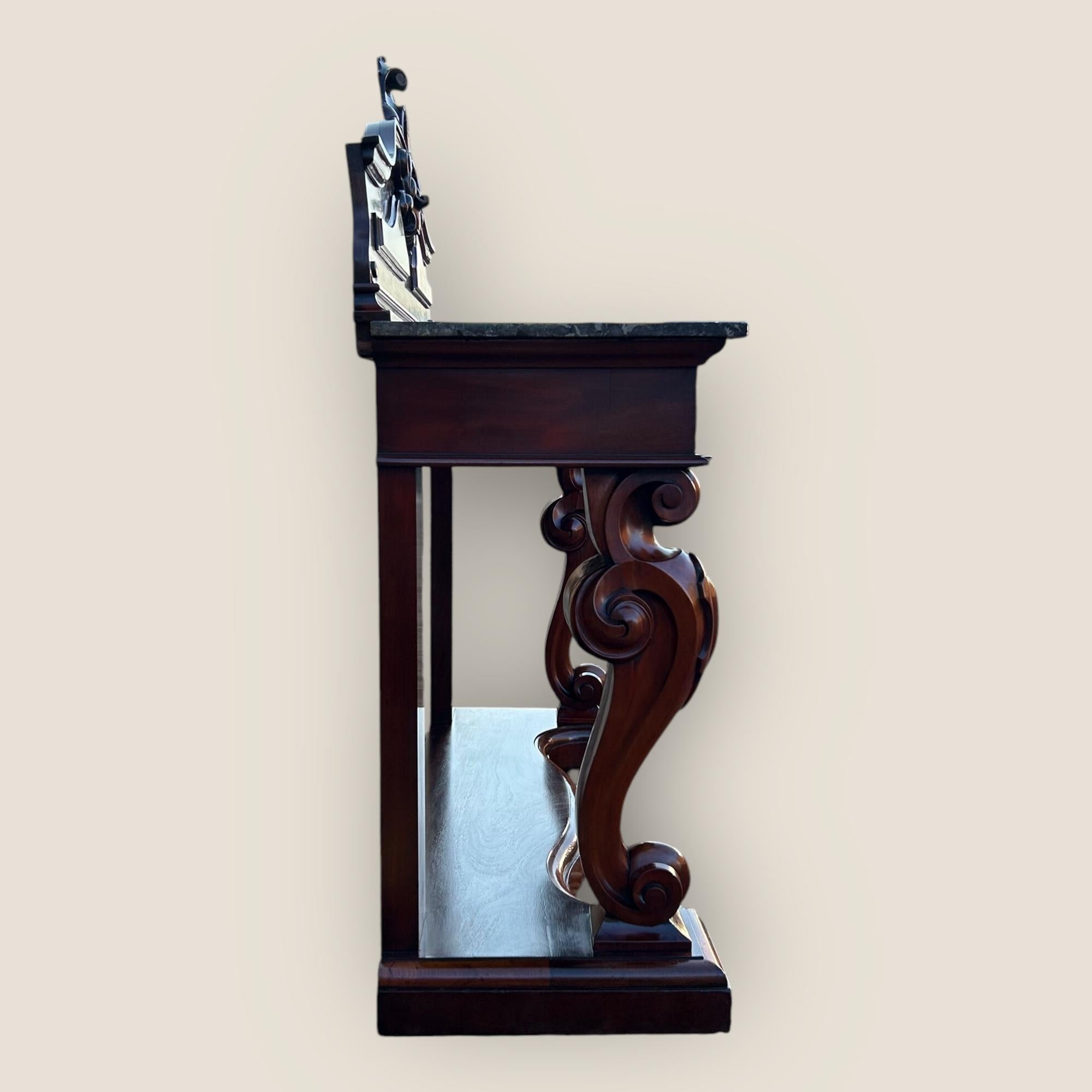 Victorian Mahogany & Marble Console Table For Sale 2