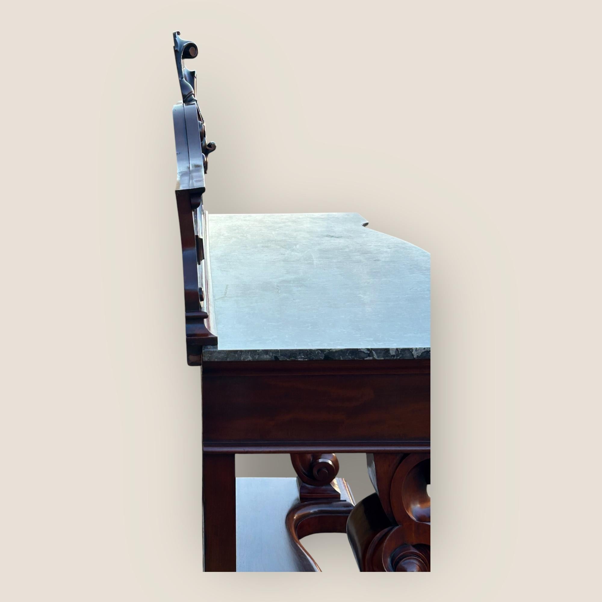 Victorian Mahogany & Marble Console Table For Sale 3