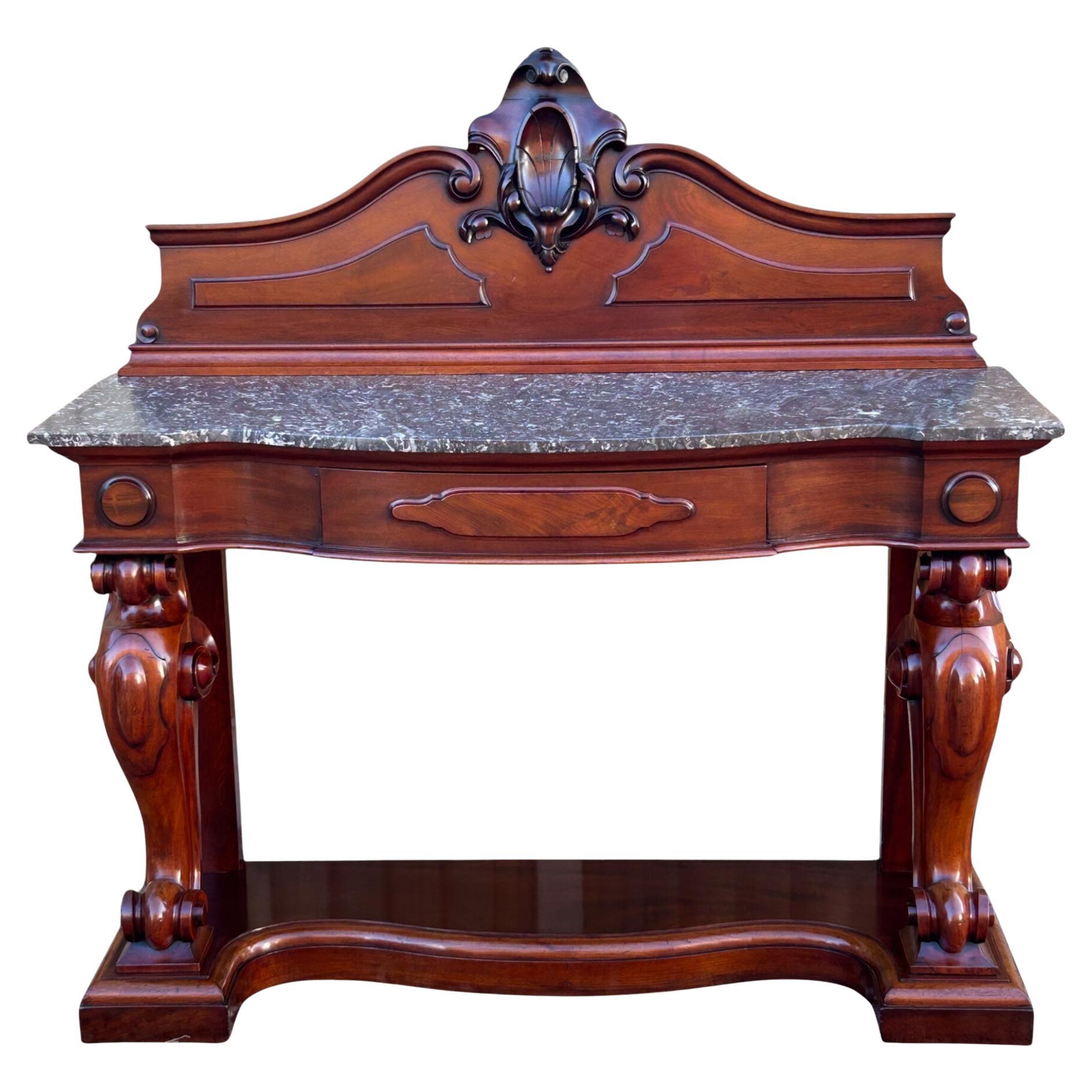 Victorian Mahogany & Marble Console Table