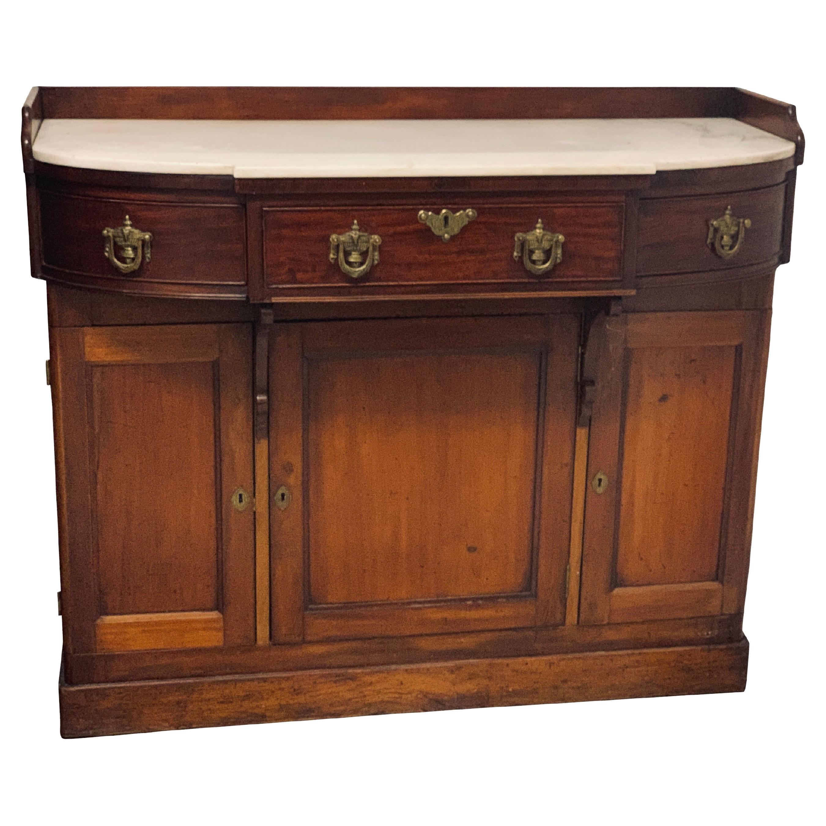 Antique Victorian Mahogany MarbleTop Cylindrical Pot Cupboard at 1stDibs