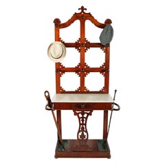 19th Century Victorian Mahogany Marble Top Hall / Hat Stand