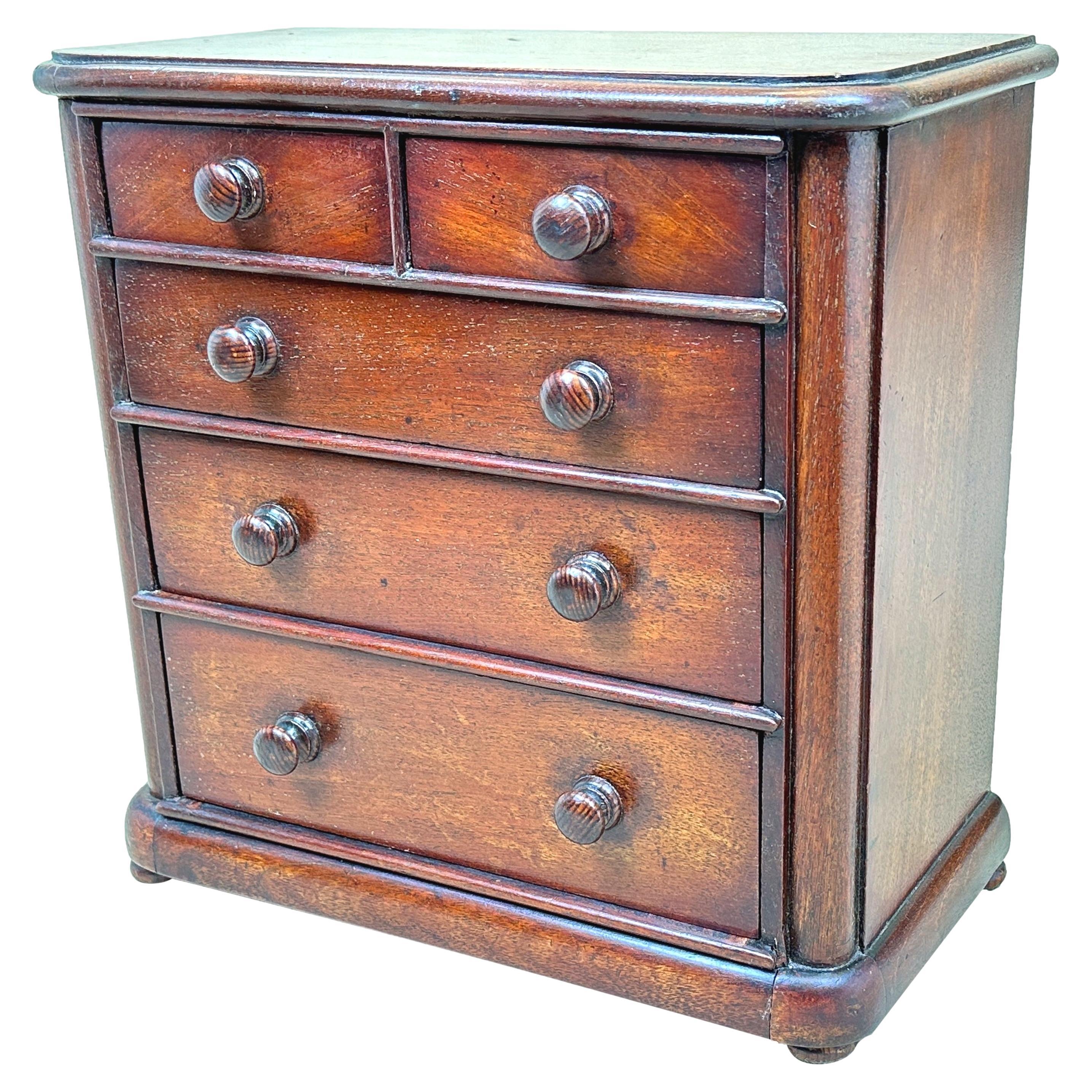 Victorian Mahogany Miniature Chest of Drawers For Sale