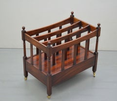 VICTORIAN HARDWOOD MUSIC STAND / MAGAZINE RACK WITH CASTORS AND SiNGLE DRAWER