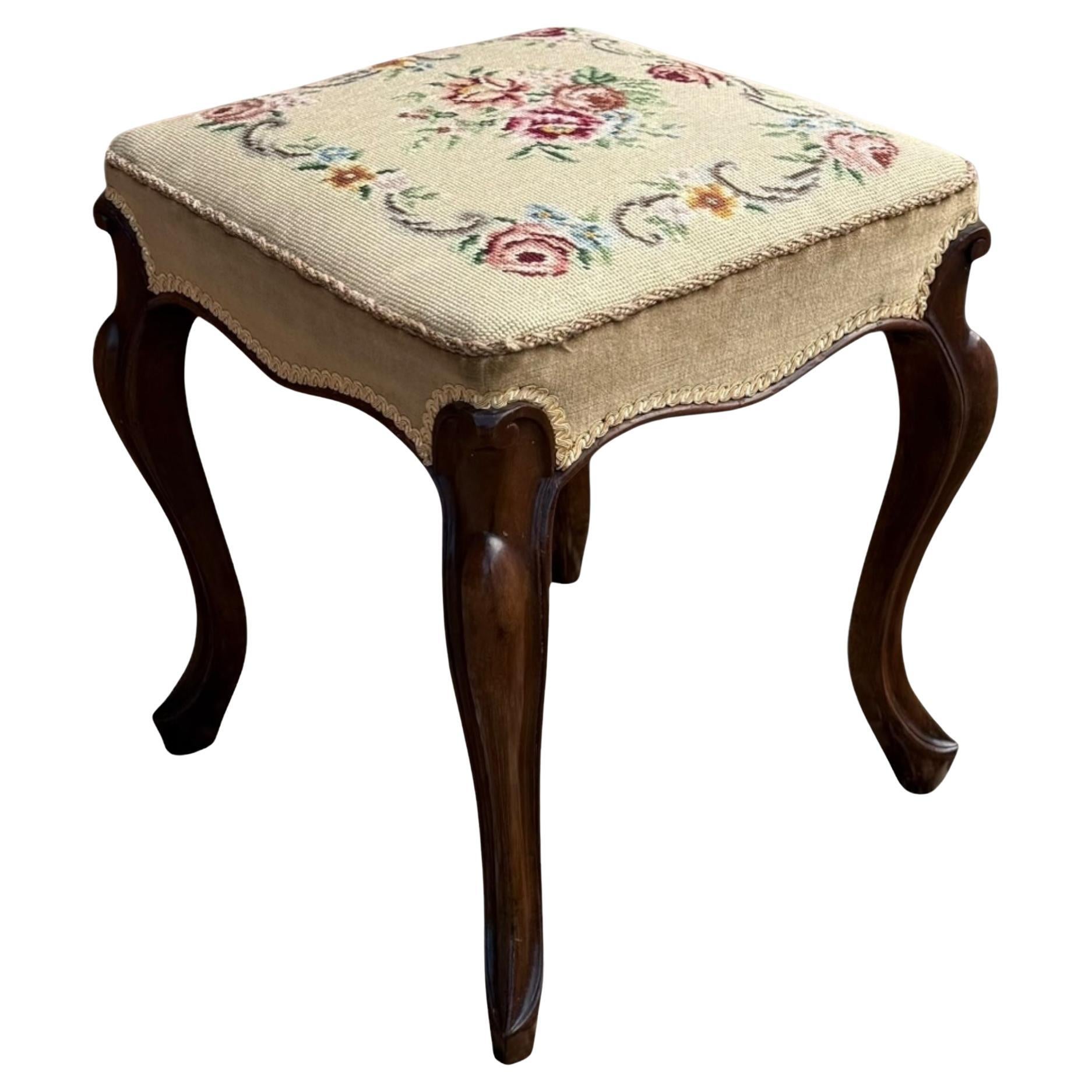 Victorian Mahogany & Needlework Foot Stool