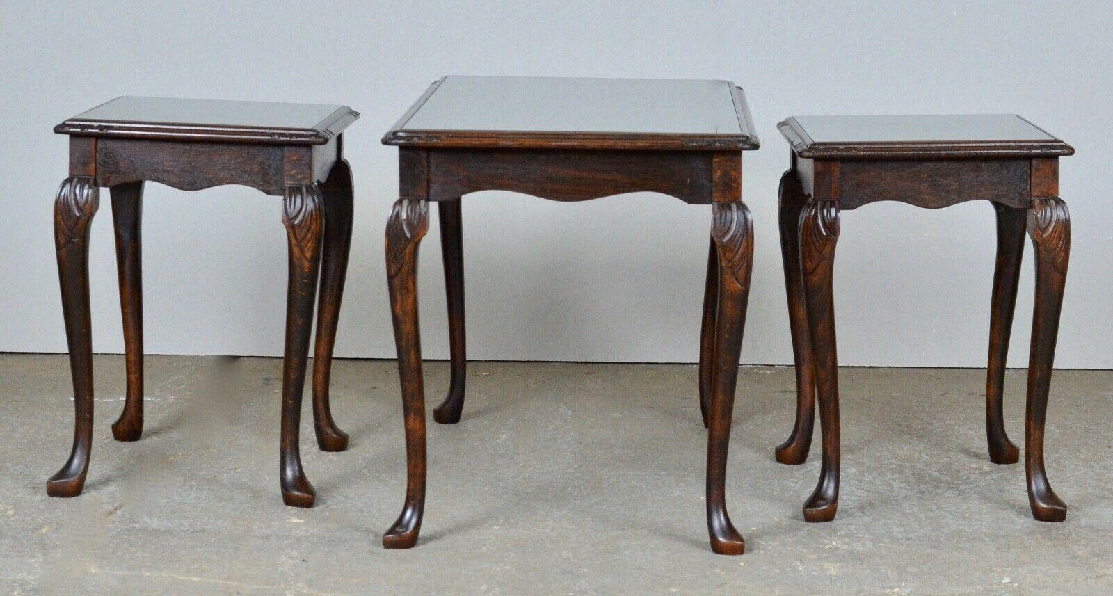 Victorian Hardwood Nest of Tree Side End Lamp Wine Tables For Sale 1