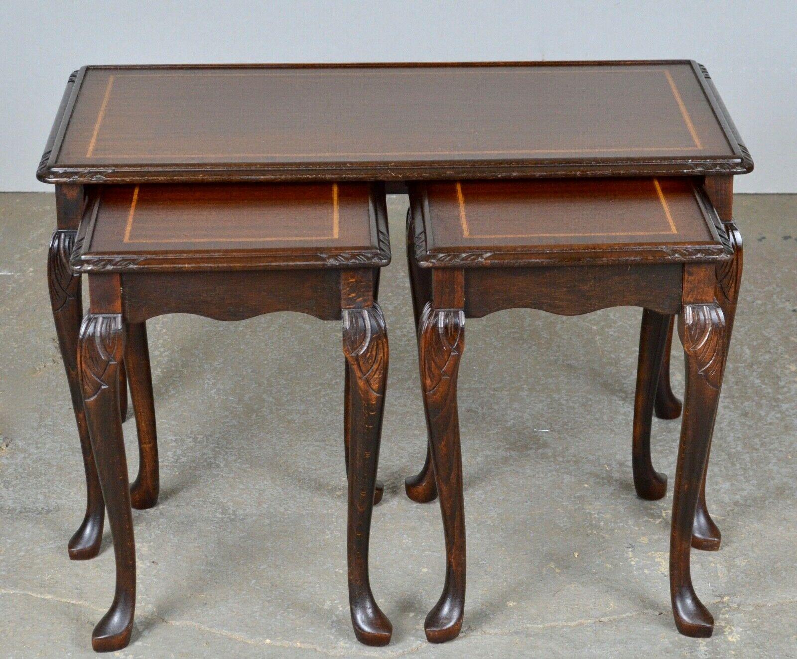 Victorian Hardwood Nest of Tree Side End Lamp Wine Tables For Sale 2