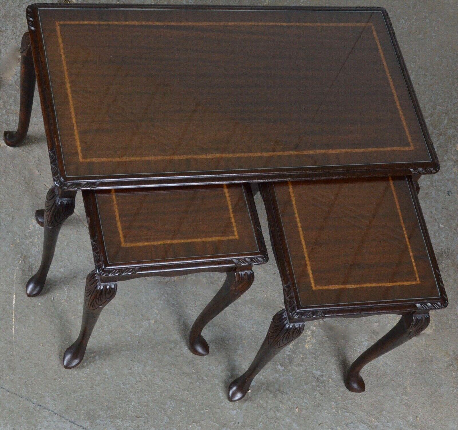 Victorian Hardwood Nest of Tree Side End Lamp Wine Tables For Sale 3