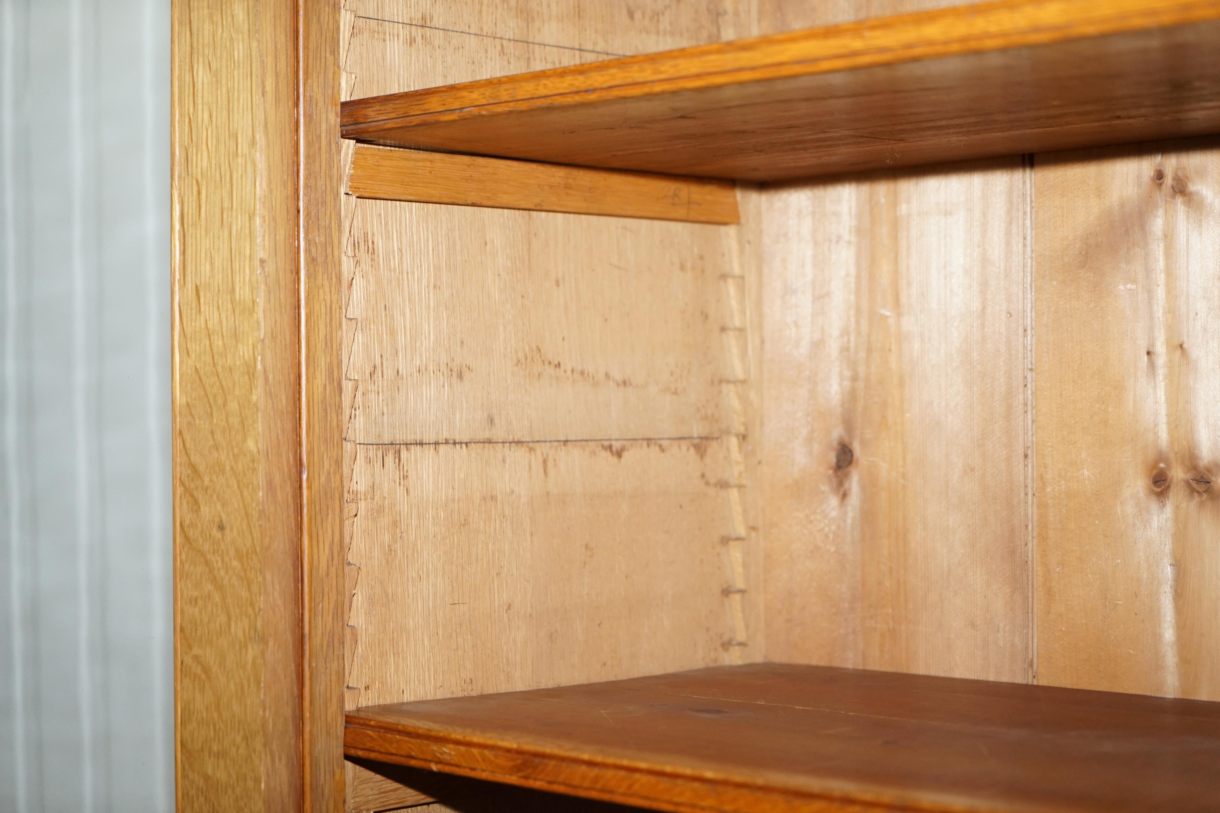 Victorian Mahogany & Oak Library Bookcase Cabinet Adjustable Shelves Glass Doors 8