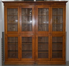 Victorian Mahogany & Oak Library Bookcase Cabinet Adjustable Shelves Glass Doors