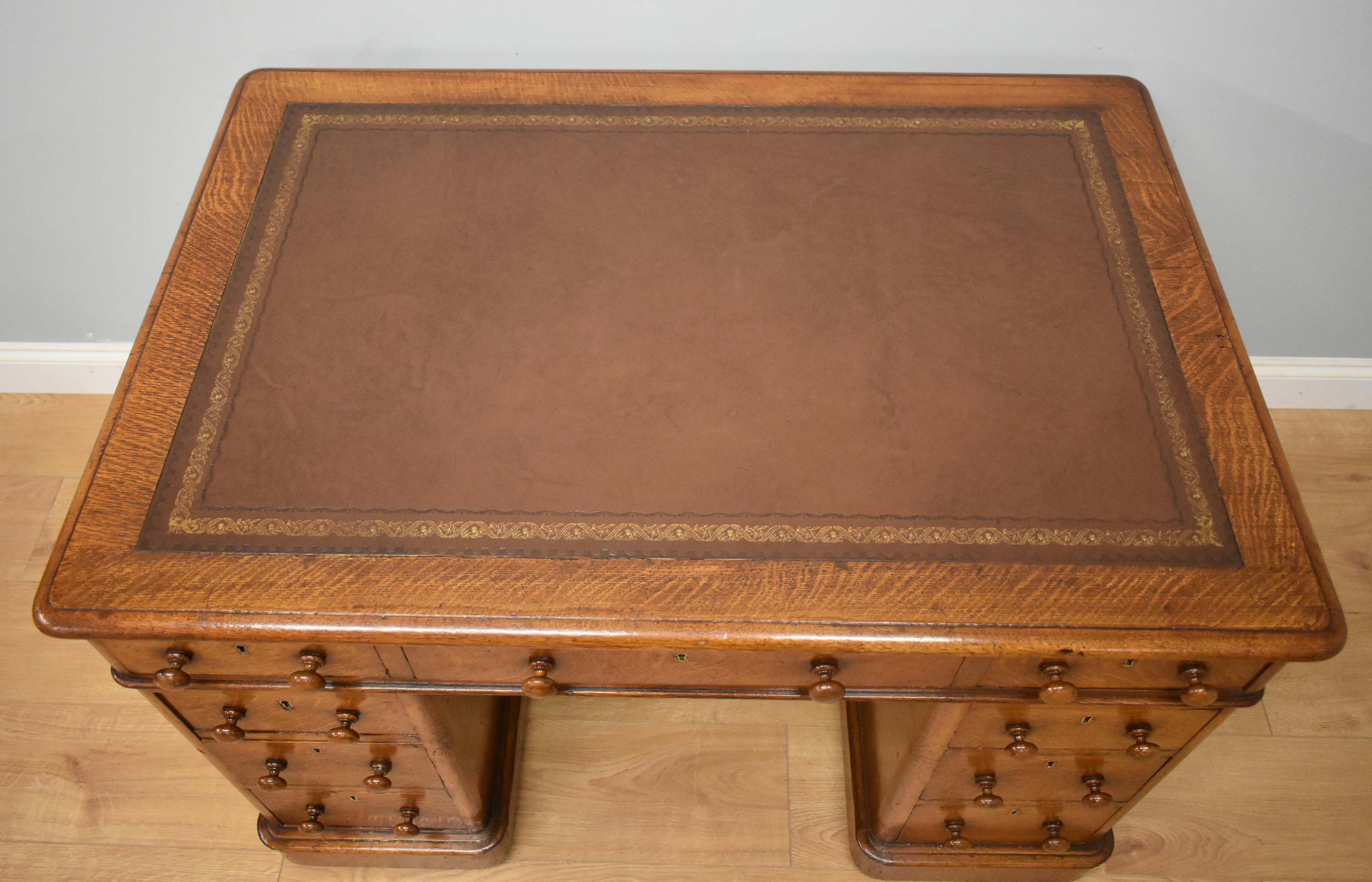 Victorian Mahogany Oak Pedestal Desk 1