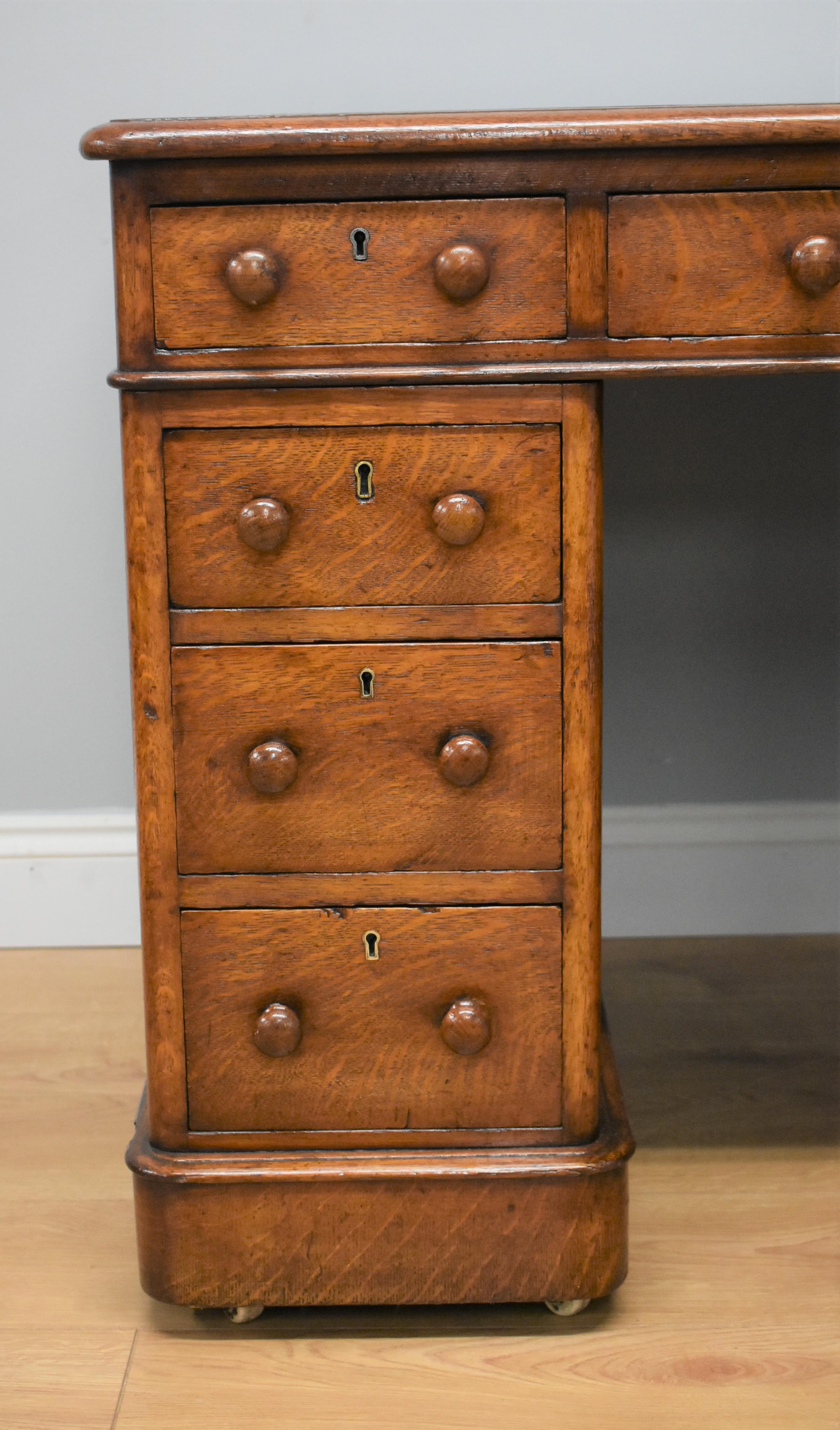 Victorian Mahogany Oak Pedestal Desk 4