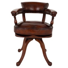 Antique Victorian Mahogany Office Chair by Jos Schoolbred 1860