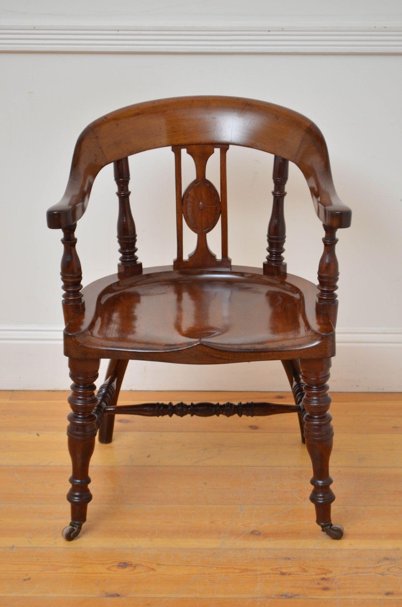 Silla de oficina / silla de escritorio victoriana de caoba Inglés en venta