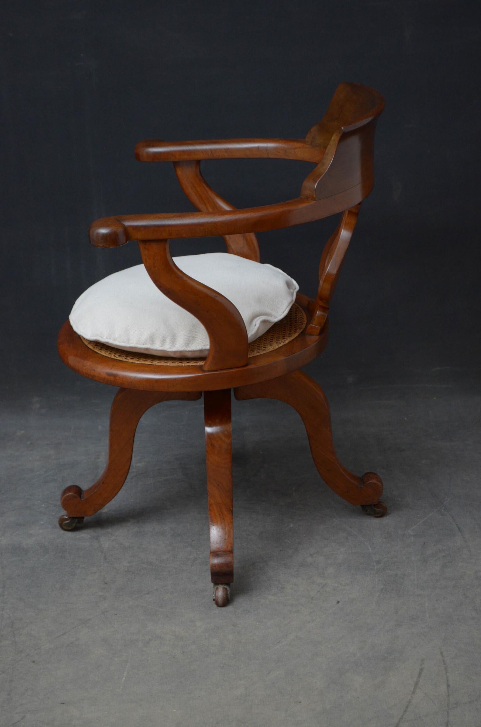 Victorian Mahogany Office Chair For Sale 5