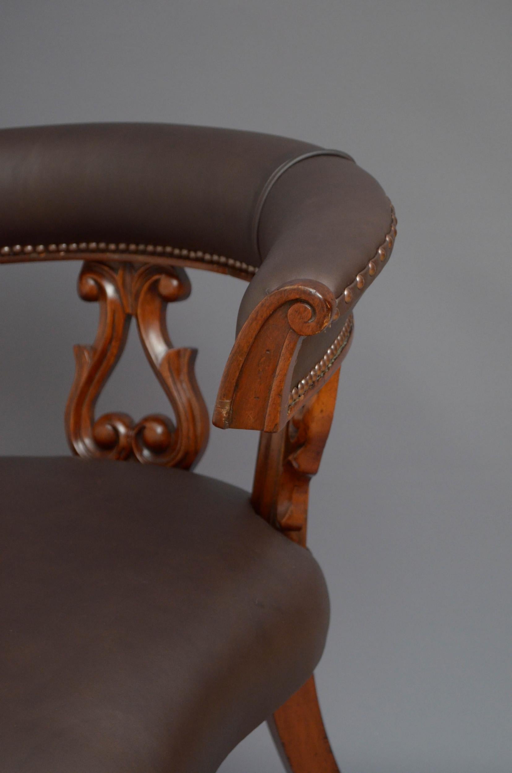 19th Century Victorian Mahogany Office Chair