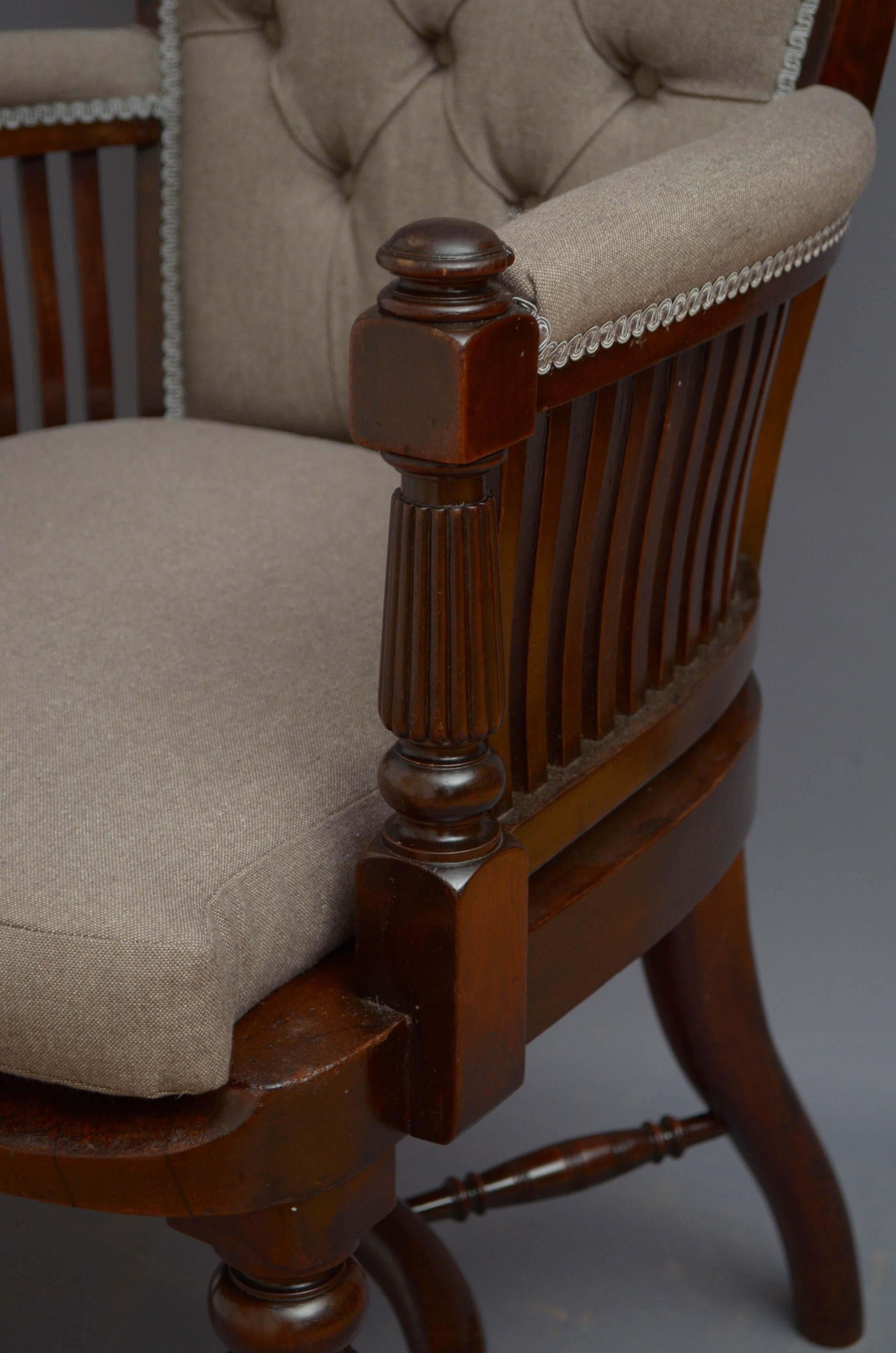 19th Century Victorian Mahogany Office Chair