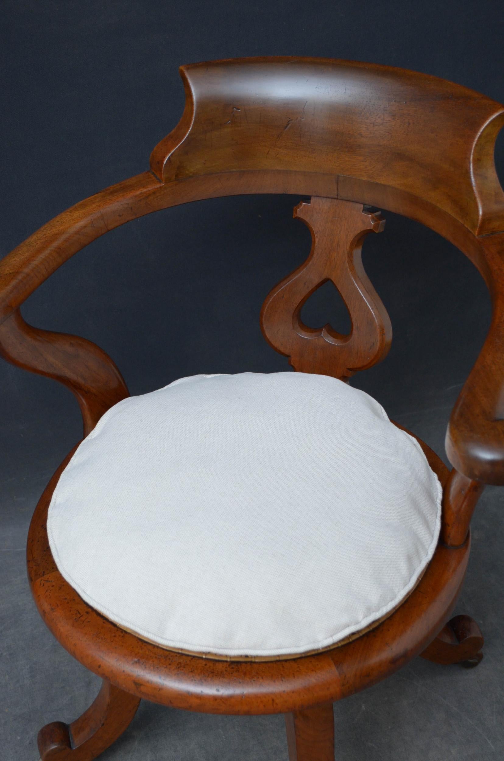 Silla de oficina victoriana de caoba Caoba en venta